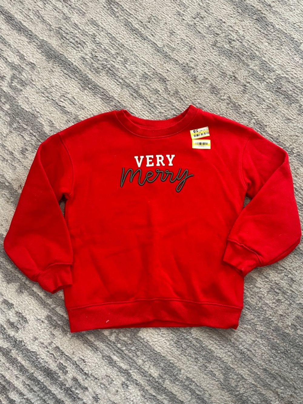 Cat & Jack Red "Very Merry" Kids Sweatshirt